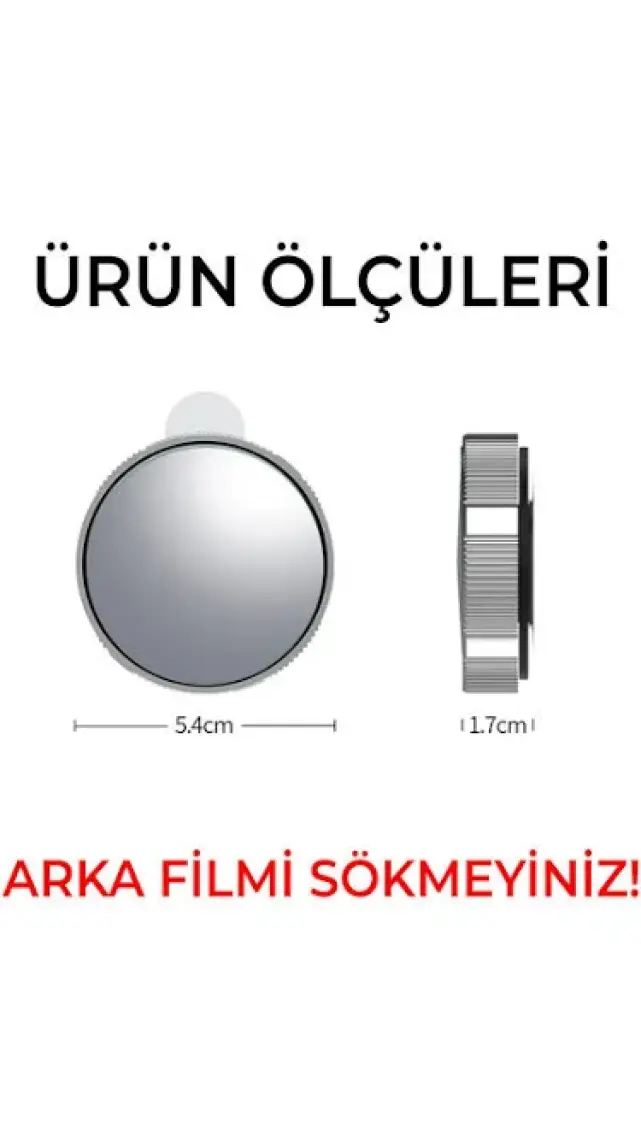Vantuzlu Oto Kör Nokta Aynası Ayarlanabilir Tak-Çıkar Dönerli Prizmatik 360 Derece Krom Çerçeveli
