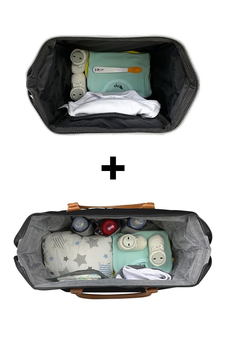 Bye Bye Baby Bag Anne Bebek Bakım ve Kadın Çantası+Silver Anne Bebek Bakım Sırt Çantası ( Sıyah )