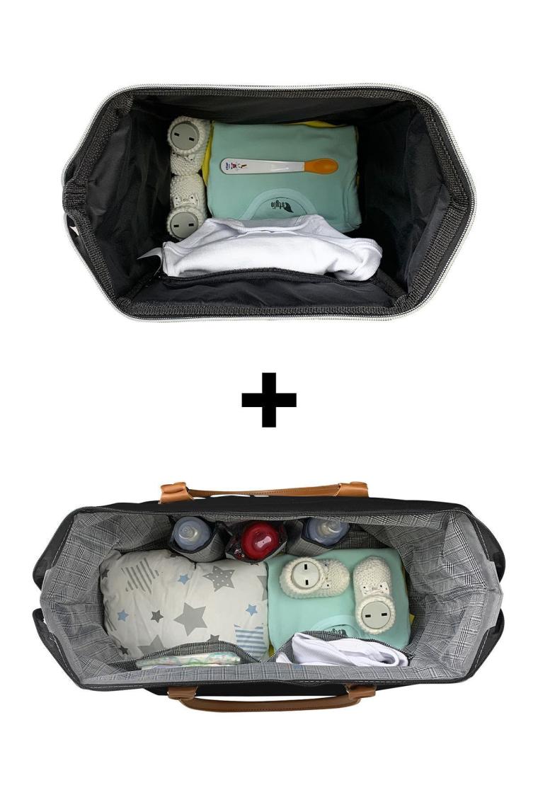Bye Bye Mommy Bag Anne Bebek Bakım ve Kadın Çantası+Silver Anne Bebek Bakım Sırt Çantası ( Sıyah )