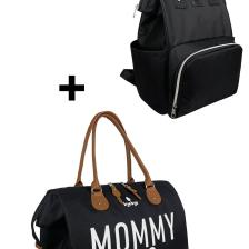 Bye Bye Mommy Bag Anne Bebek Bakım ve Kadın Çantası+Silver Anne Bebek Bakım Sırt Çantası ( Sıyah )