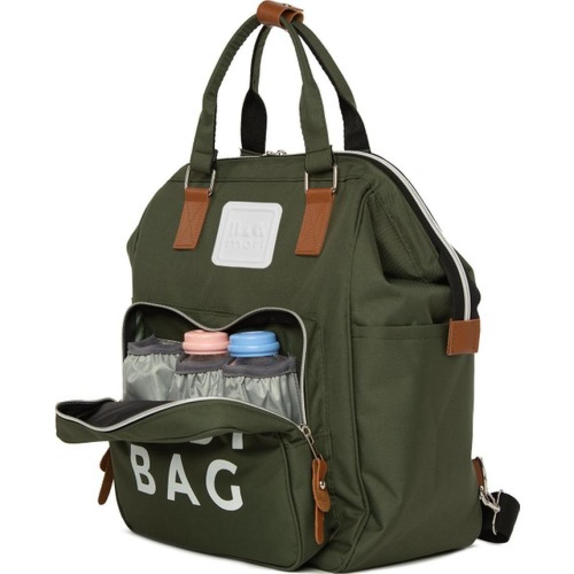 Bagmori Haki Baby Bag Baskılı Cepli Anne Bebek Bakım Sırt Çantası