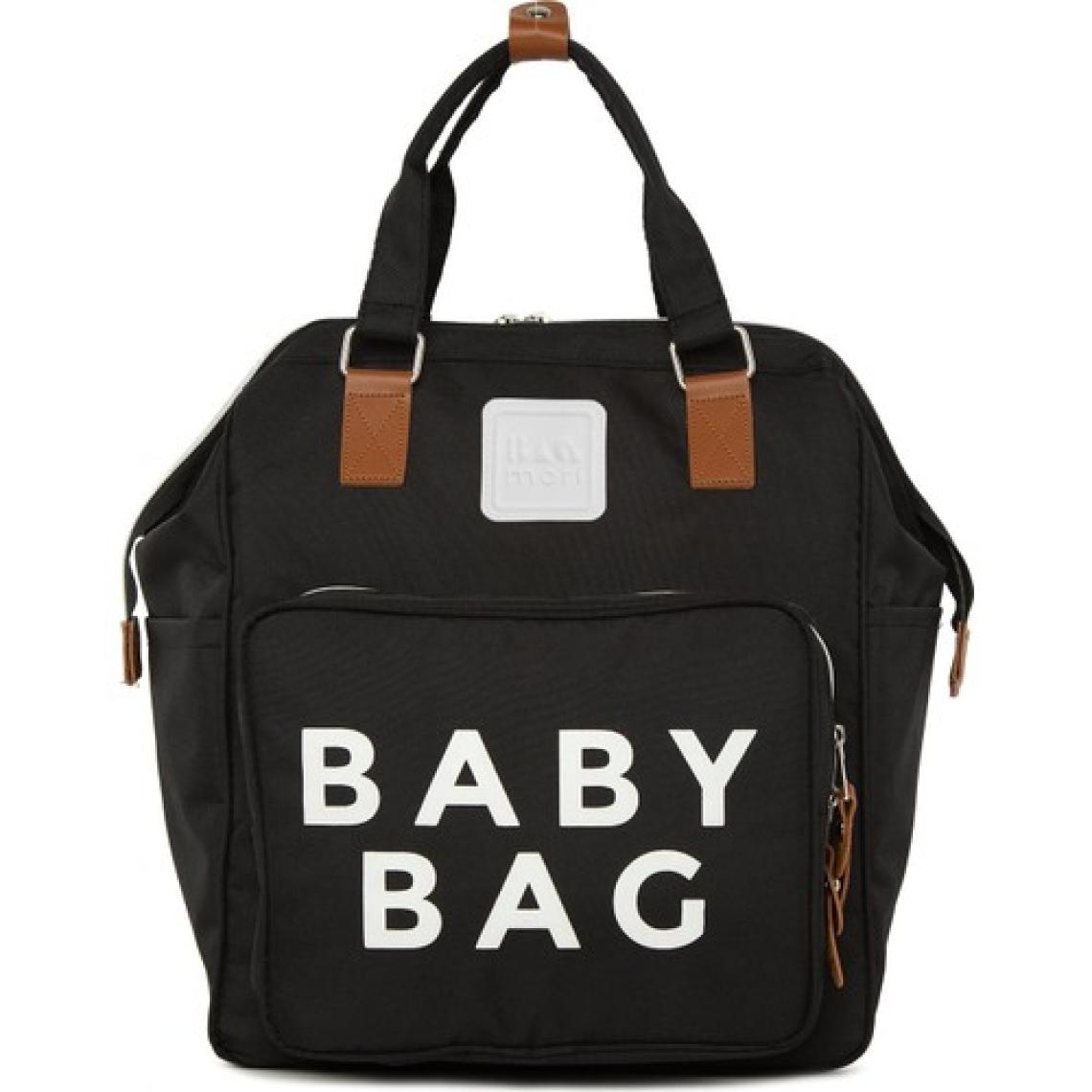 Bagmori Siyah Baby Bag Baskılı Cepli Anne Bebek Bakım Sırt Çantası