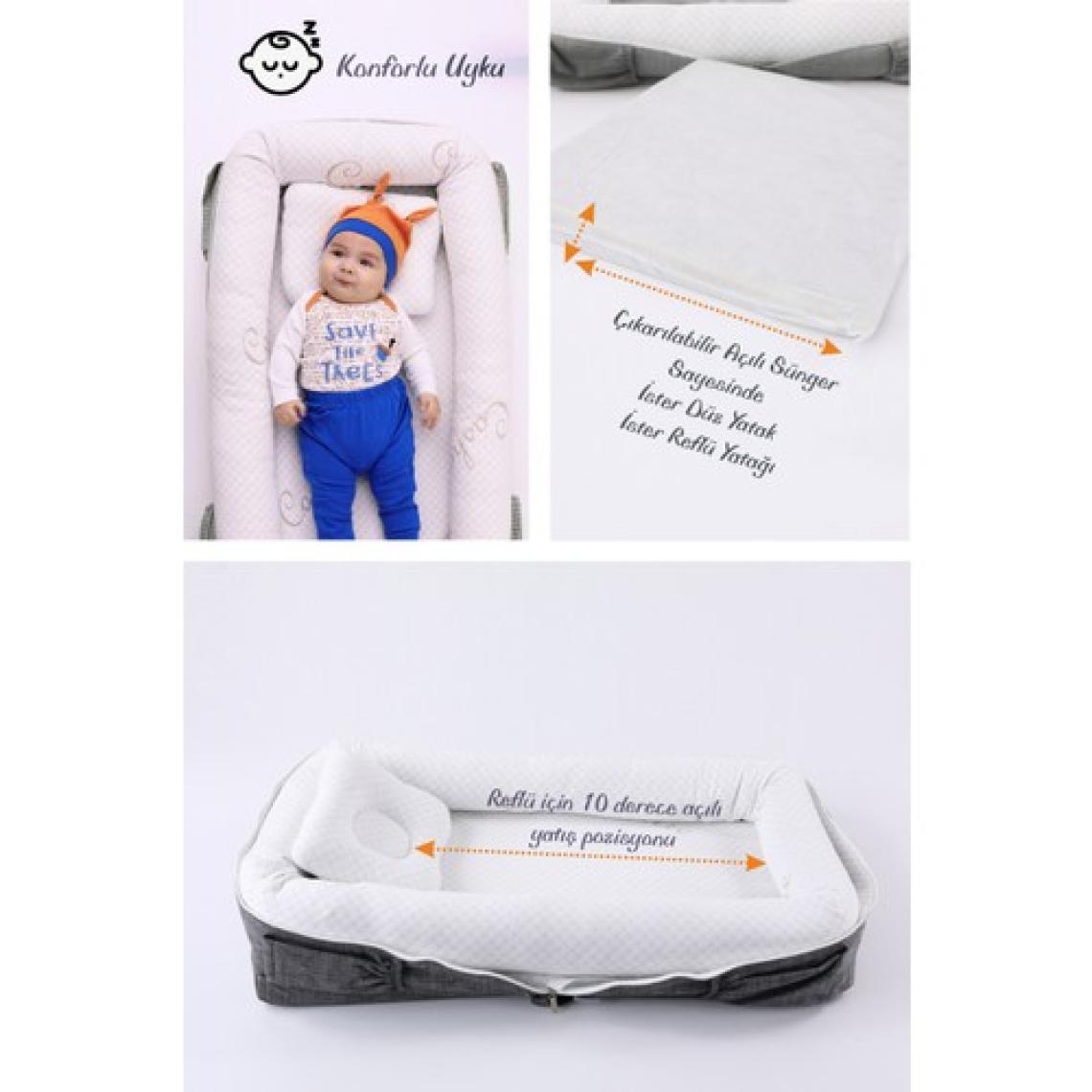 Umaybebek Çantalı Taşınabilir Bebek Reflü Yatağı, Babynest, Anne Çantası Antrasit
