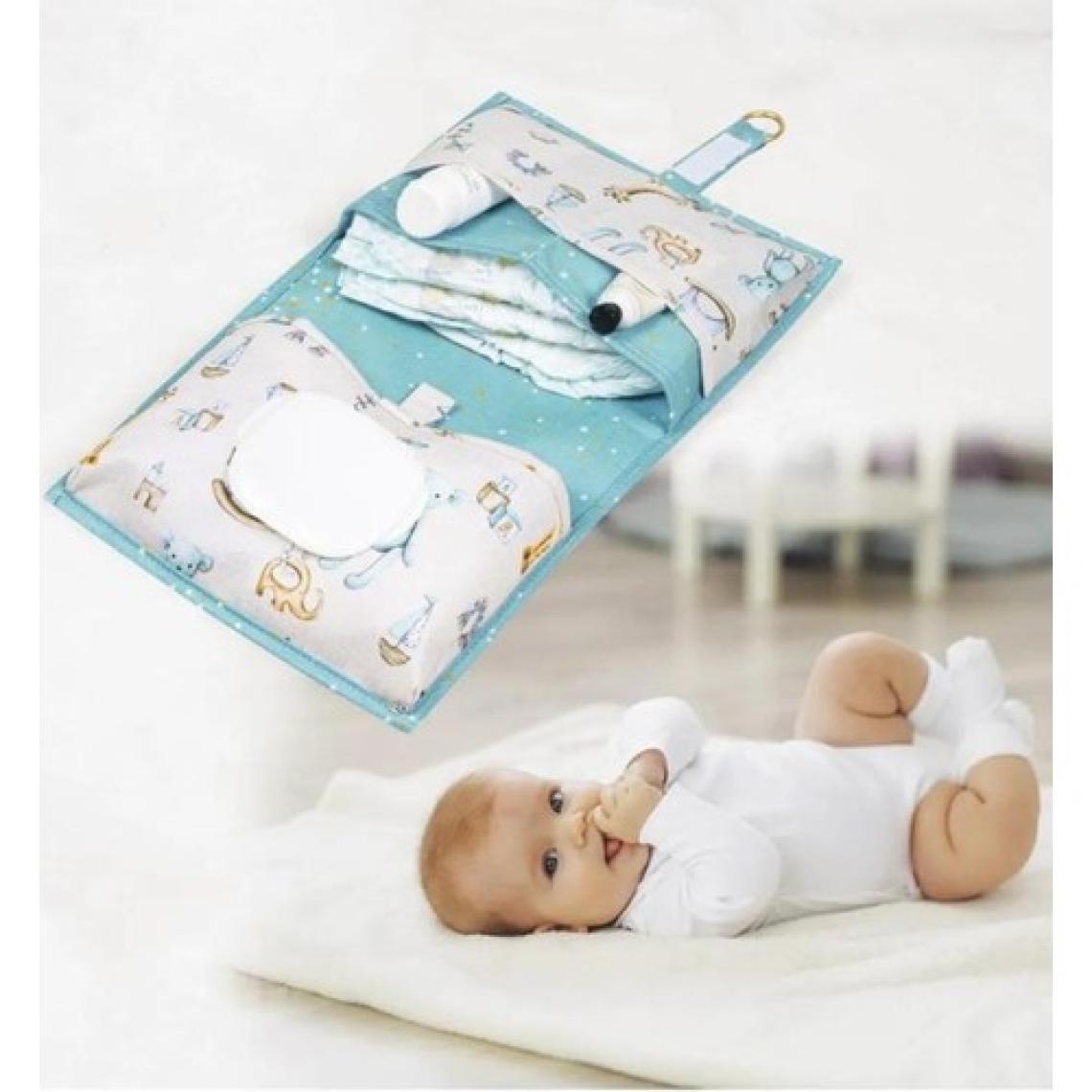 Flosoft Bebek Alt Bakım Çantası, Baby Alt Açma Değiştirme Katlanır Organizer Mavi