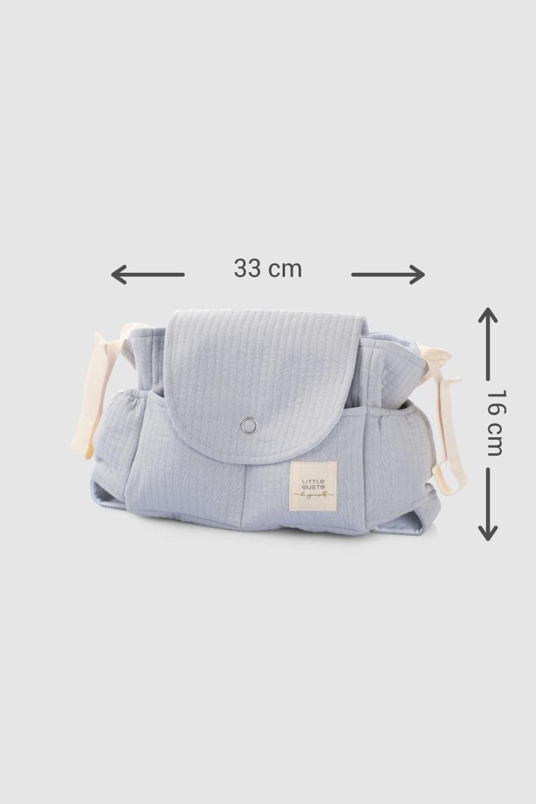 Little Gusto Sıvı Geçirmez Bebek Arabası Organizer Çantası Kapitone Gri Desenli