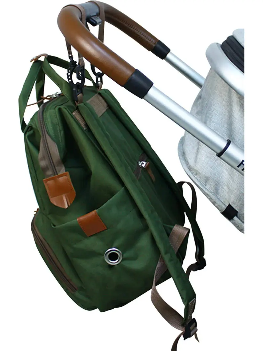 Stylo Monaco Baby Bag Baskılı Anne Bebek Bakım Sırt Çantası-Haki