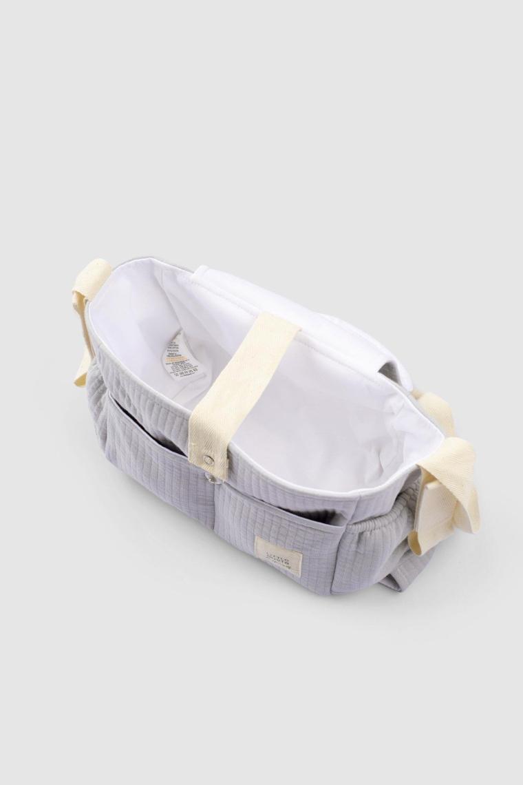 Little Gusto Sıvı Geçirmez Bebek Arabası Organizer Çantası Kapitone Gri Desenli