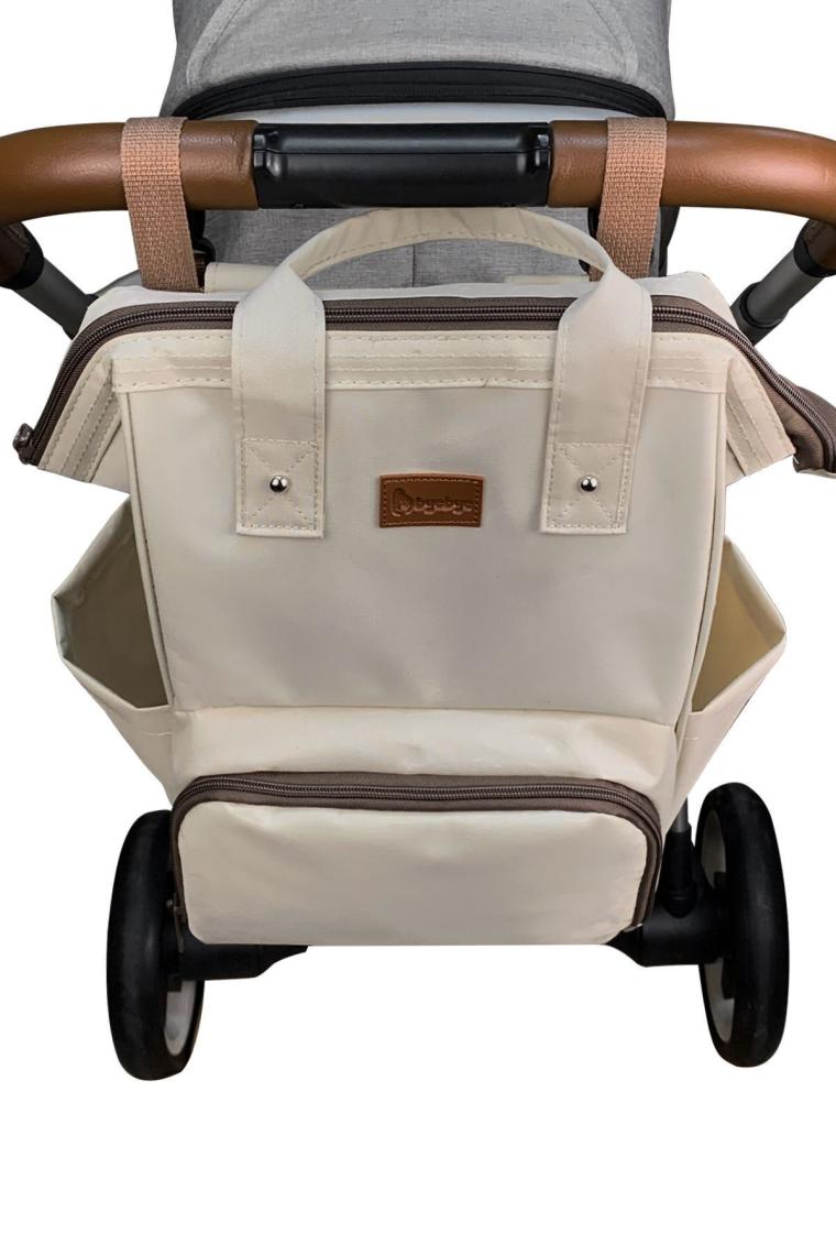 Bye Bye Mommy Bag Anne Bebek Bakım ve Kadın Çantası+Silver Anne Bebek Bakım Sırt Çantası ( Bej )