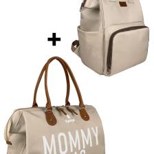 Bye Bye Mommy Bag Anne Bebek Bakım ve Kadın Çantası+Silver Anne Bebek Bakım Sırt Çantası ( Bej )