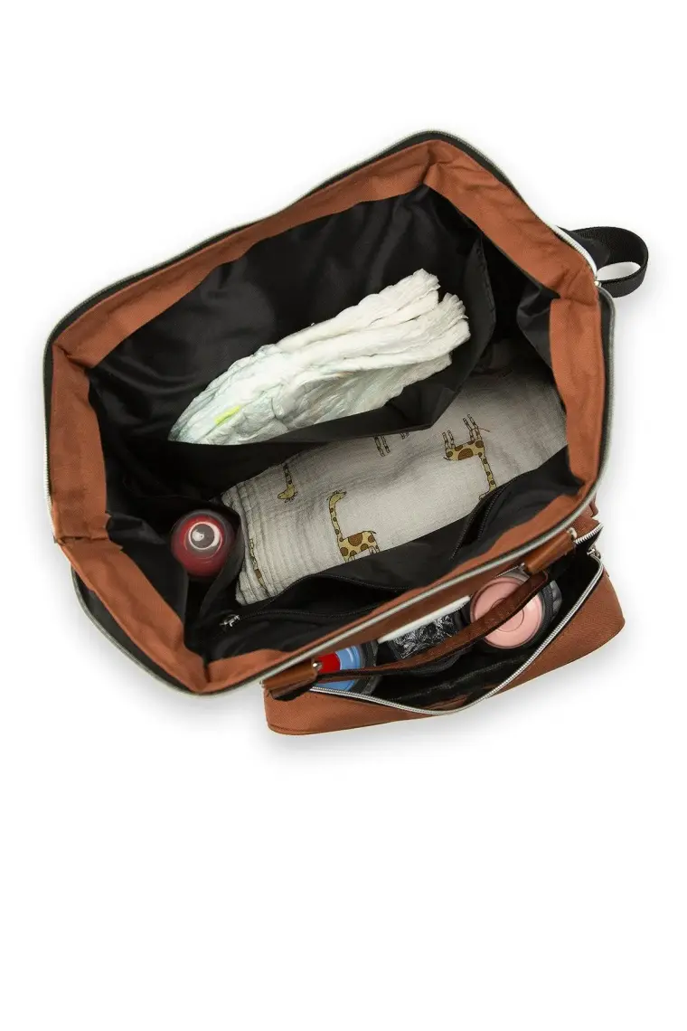 Bagmori Taba Baby Bag Baskılı Cepli Anne Bebek Bakım Sırt Çantası