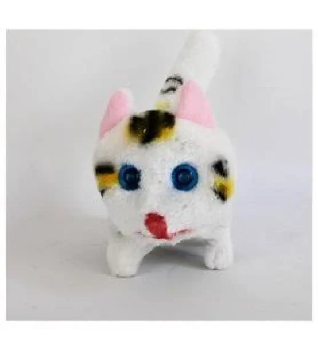 Top Rock Store Beyaz Renk Yürüyen Miyavlayan Kedi Işıklı Sesli Hareketli Peluş Kedi