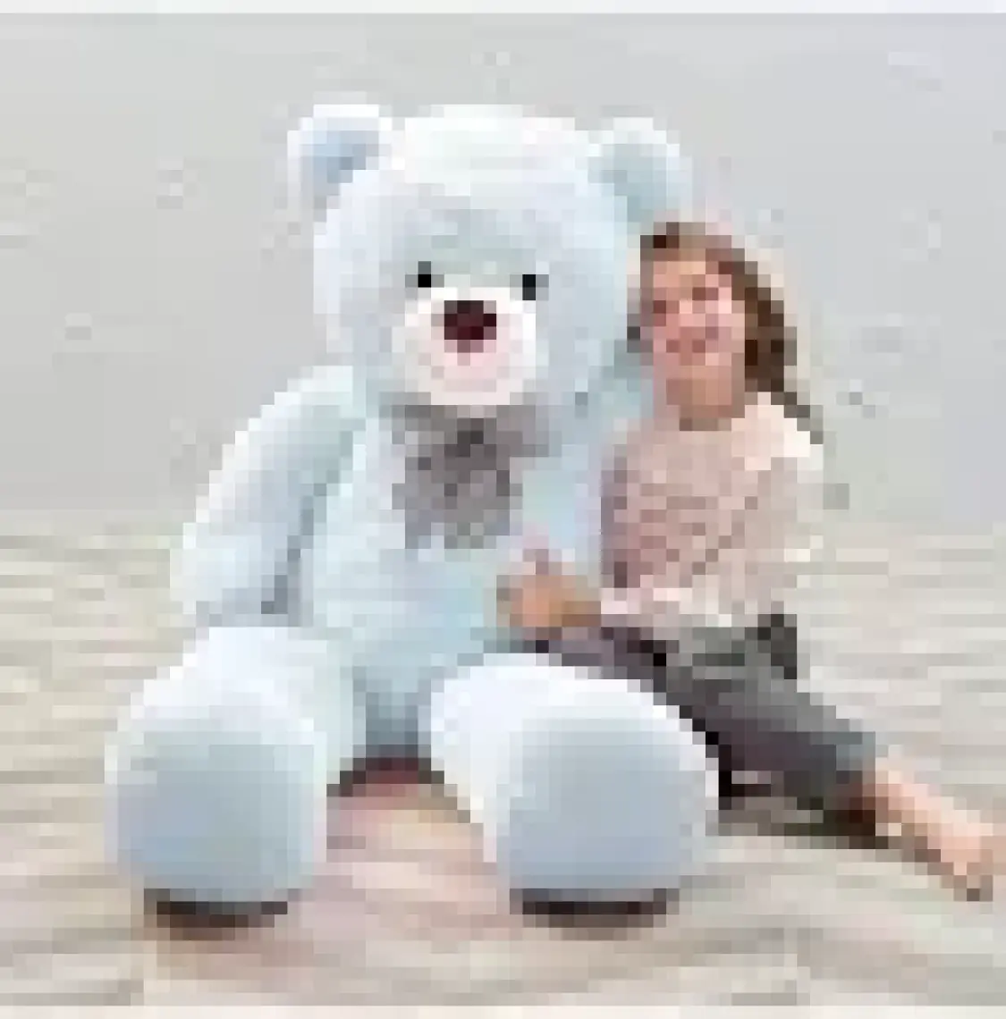 Sevimli Papyonlu Büyük Peluş Ayıcık, 130 cm- % 100 Yerli, Pelüş Ayı Sevgiliye ÖZEL