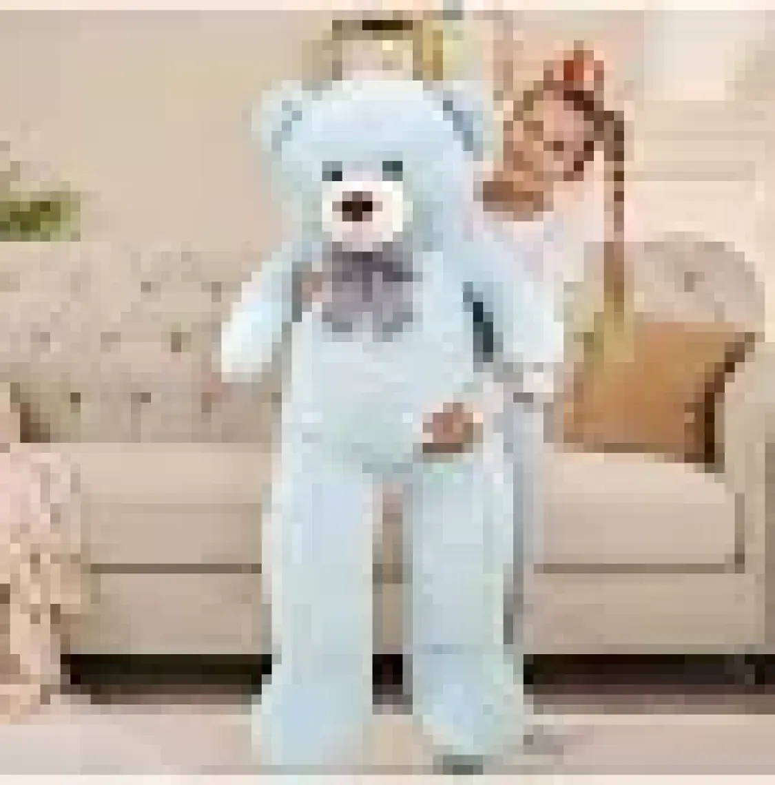 Sevimli Papyonlu Büyük Peluş Ayıcık, 130 cm- % 100 Yerli, Pelüş Ayı Sevgiliye ÖZEL
