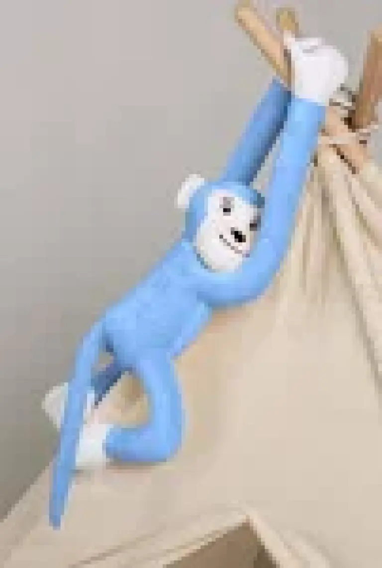 Boumini Toys Boyuna Sarılan Peluş Maymun Mavi Elleri Çıtçıtlı 55 cm