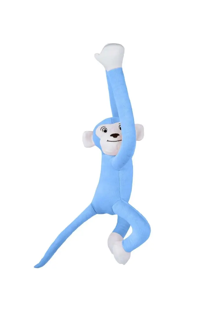 Boumini Toys Boyuna Sarılan Peluş Maymun Mavi Elleri Çıtçıtlı 55 cm