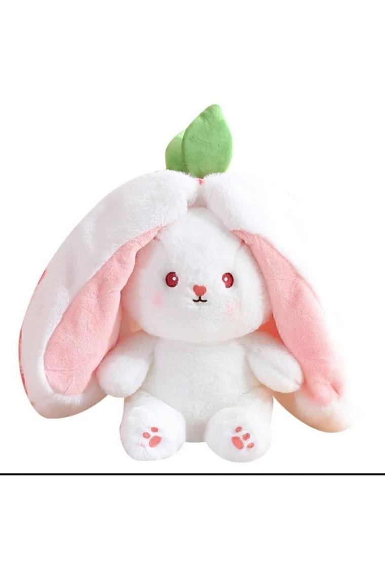 Mj Toys Peluş Çilek Tavşan 40 cm Peluş Oyuncak Peluş Tavşan Fermuarlı Sevgiliye Özel Hediyelik Turuncu