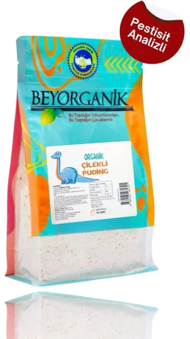 Beyorganik ORGANİK  Çilekli Muhallebi Karışımı 200gr (Şeker Ilavesiz) (PESTİSİT VE AFLATOKSİN ANALİZLİ)