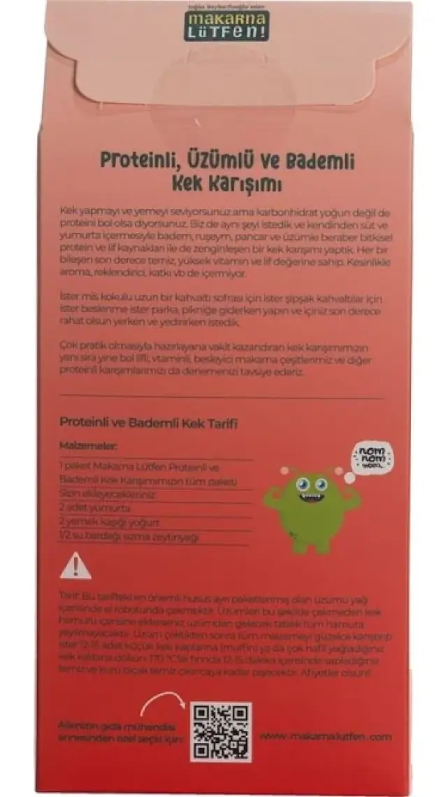Makarna Lütfen Üzümlü Yumurtalı ve Bademli Kek Karışımı (385 gram)