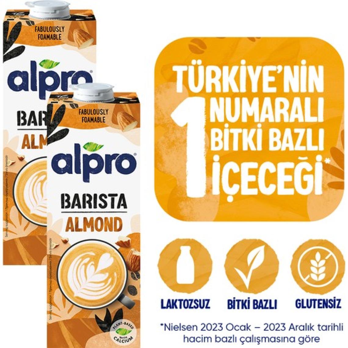 Alpro Barista Badem Sütü 2x1 L Vegan Laktozsuz Bitkisel Bazlı