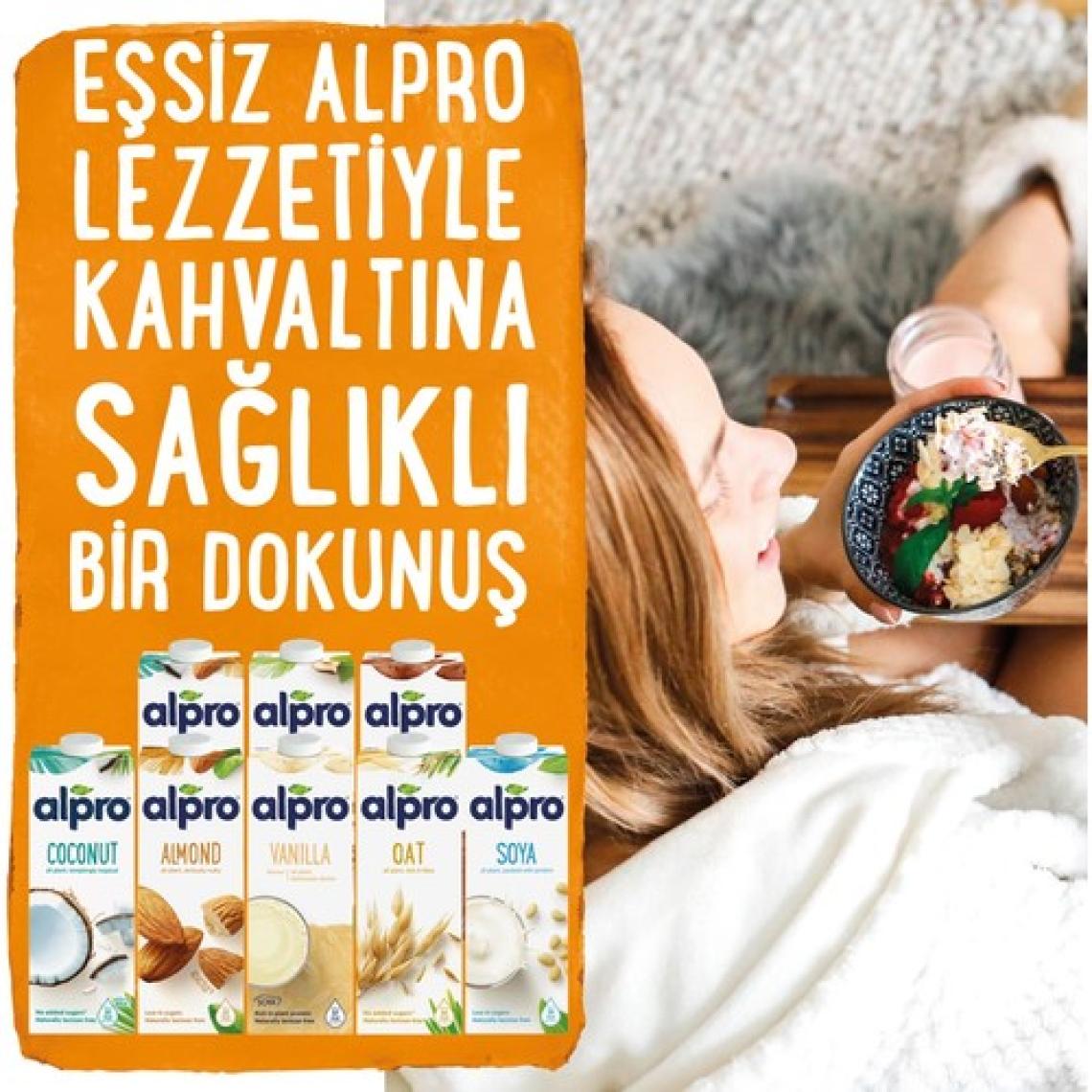Alpro Bitter Çikolata Badem İçeceği 1lt Laktozsuz Bitkisel Vegan Süt
