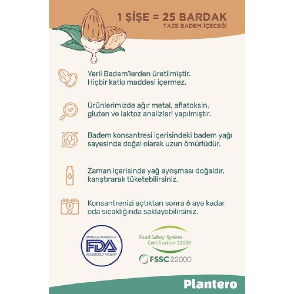 2'li Set Badem Sütü Bazı Konsantre 250GR,  %100 Badem, 25 Bardak 6 Lt Süt