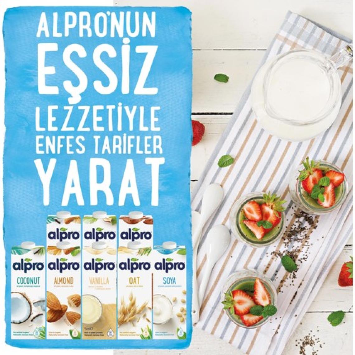 Alpro Yulaf & Badem İçeceği 1lt Laktozsuz Bitkisel Vegan Süt