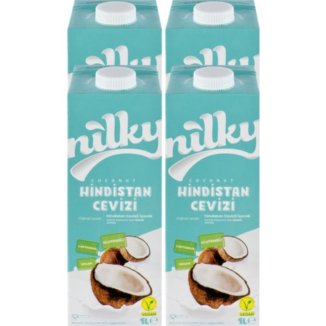 Nilky Hindistan Cevizi Sütü Glütensiz Bitkisel  Bazlı Laktosuz Vegan 4x 1LT