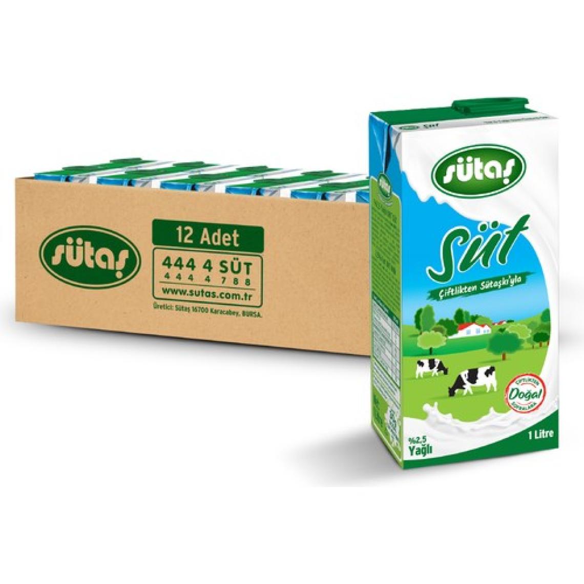 Sütaş Süt %2,5 Yağlı 1 lt x 12