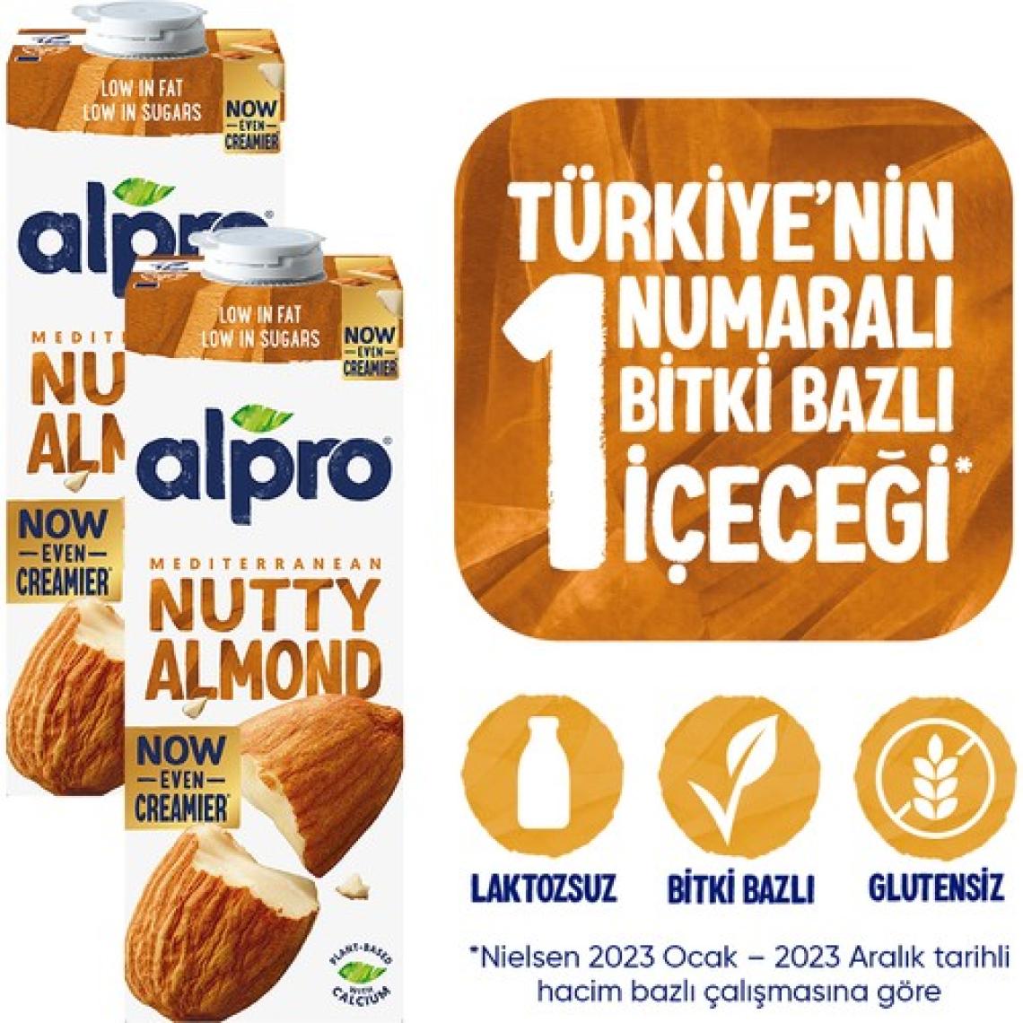 Alpro Badem Sütü 2x1 L Vegan Laktozsuz Bitkisel Bazlı