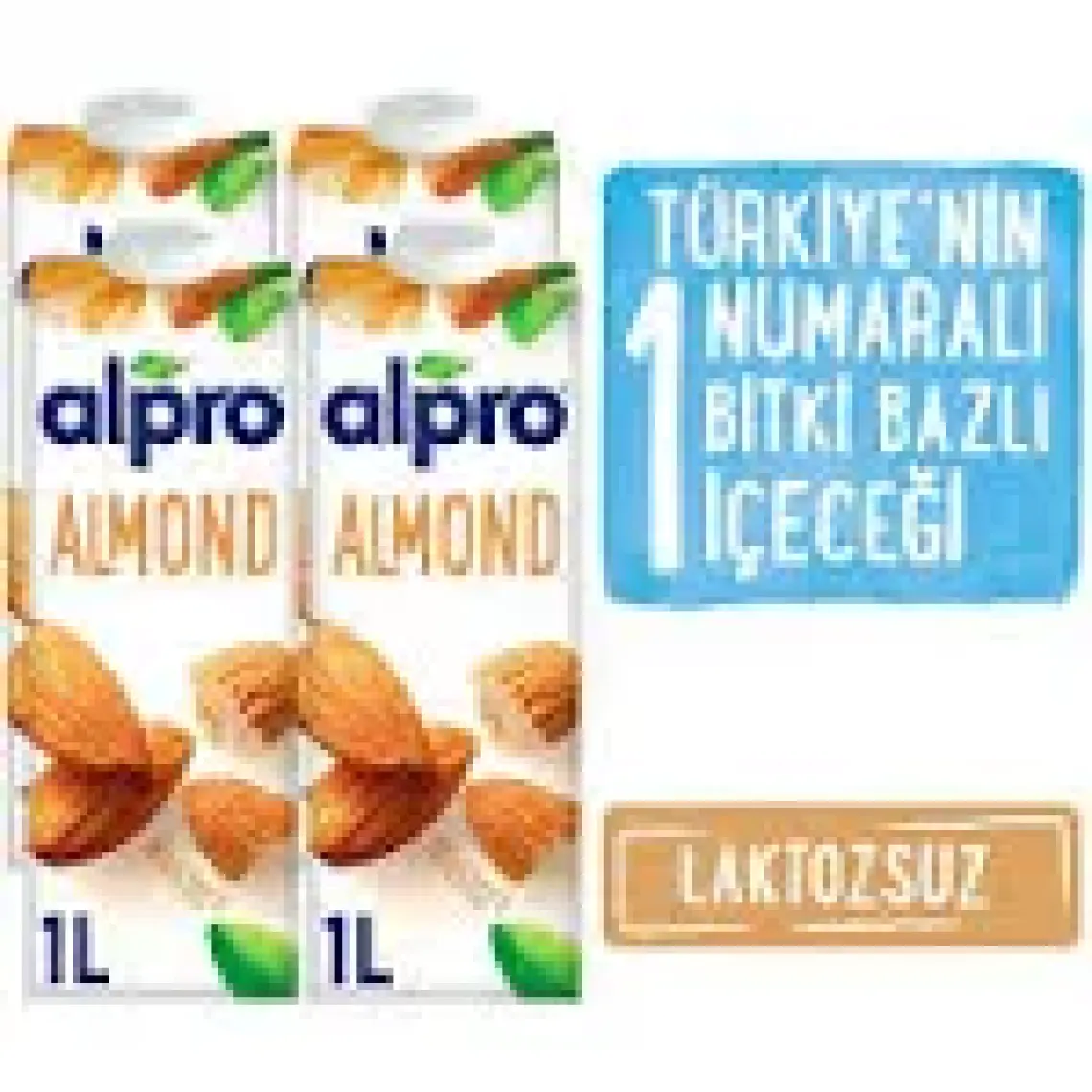 Alpro Badem Sütü 4x1L - Laktozsuz ve Glutensiz, Kalsiyum ile Zenginleştirilmiş, D, B2 ve B12 Vitaminleri İçeren Bitki Bazlı İçecek - Menşei: Belçika