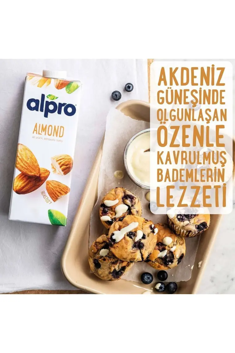 Alpro Badem Sütü 4x1L - Laktozsuz ve Glutensiz, Kalsiyum ile Zenginleştirilmiş, D, B2 ve B12 Vitaminleri İçeren Bitki Bazlı İçecek - Menşei: Belçika