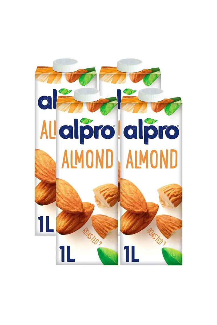 Alpro Badem Sütü 4x1L - Laktozsuz ve Glutensiz, Kalsiyum ile Zenginleştirilmiş, D, B2 ve B12 Vitaminleri İçeren Bitki Bazlı İçecek - Menşei: Belçika
