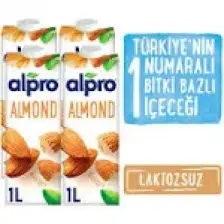 Alpro Badem Sütü 4x1L - Laktozsuz ve Glutensiz, Kalsiyum ile Zenginleştirilmiş, D, B2 ve B12 Vitaminleri İçeren Bitki Bazlı İçecek - Menşei: Belçika
