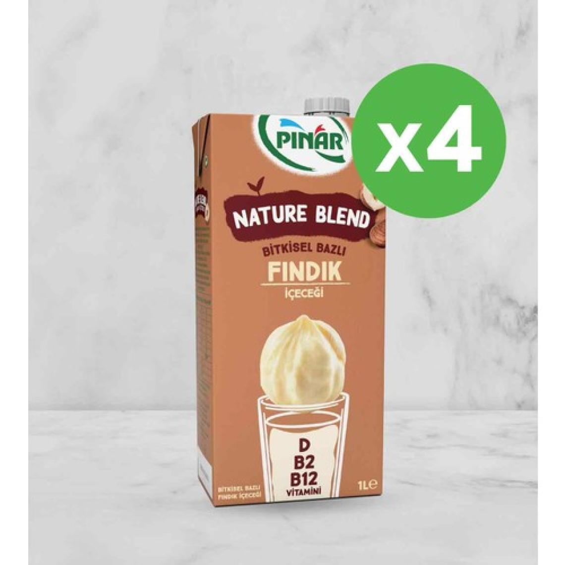 Pınar Nature Blend Bitkisel Bazlı Fındık Içeceği 1 L Vegan Laktozsuz x 4 Adet