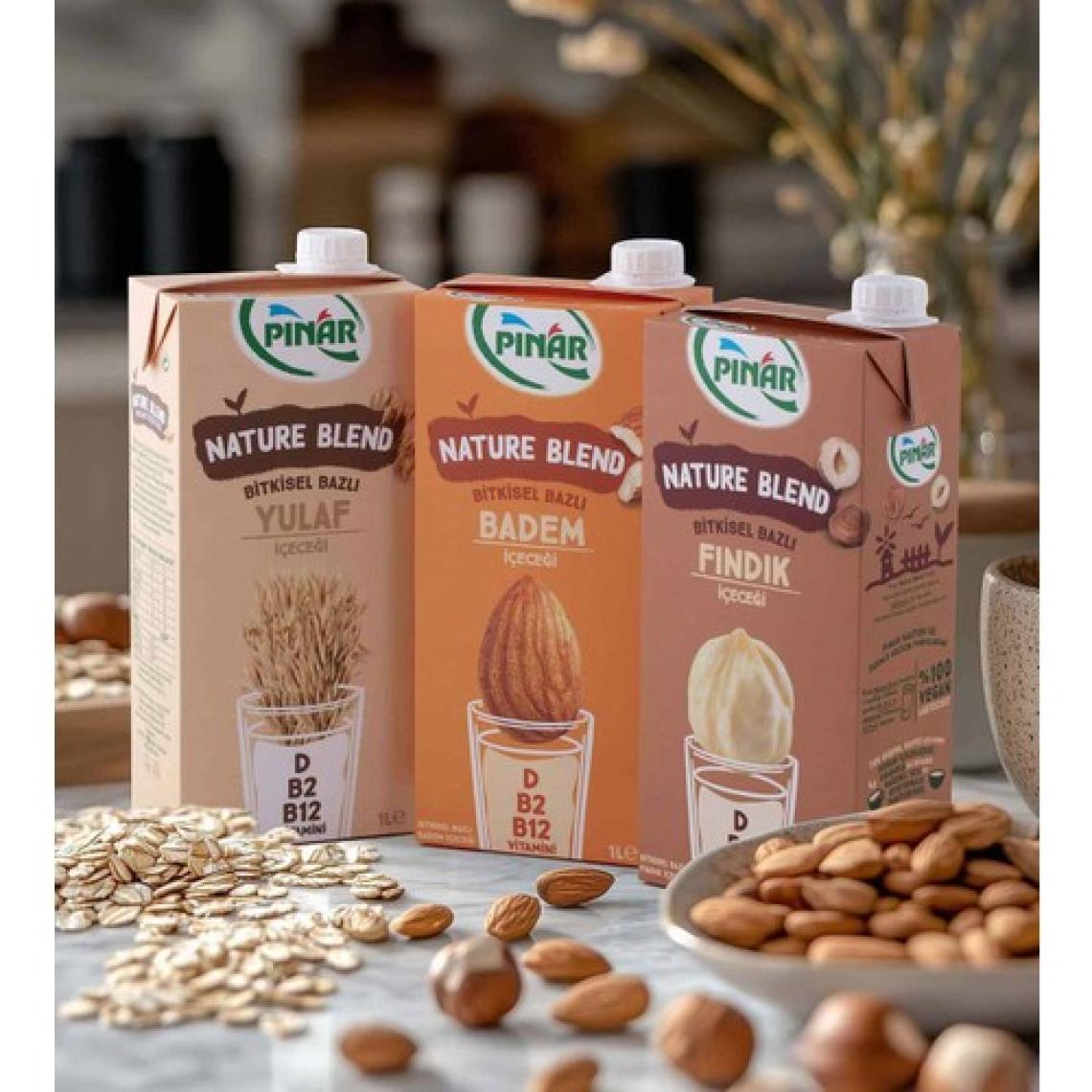 Pınar Nature Blend Bitkisel Bazlı Fındık Içeceği 1 L Vegan Laktozsuz x 4 Adet