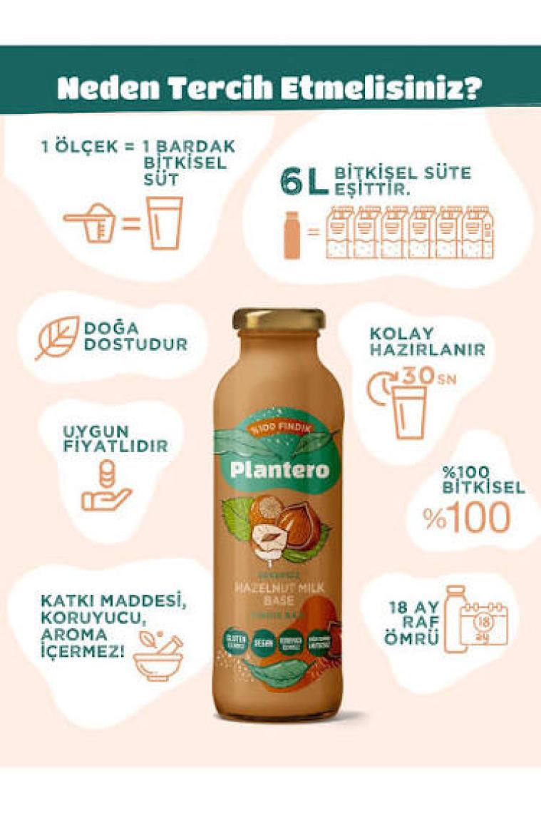 Plantero Fındık Sütü Bazı Konsantre (250gr,  Fındık, Şekersiz) 00003