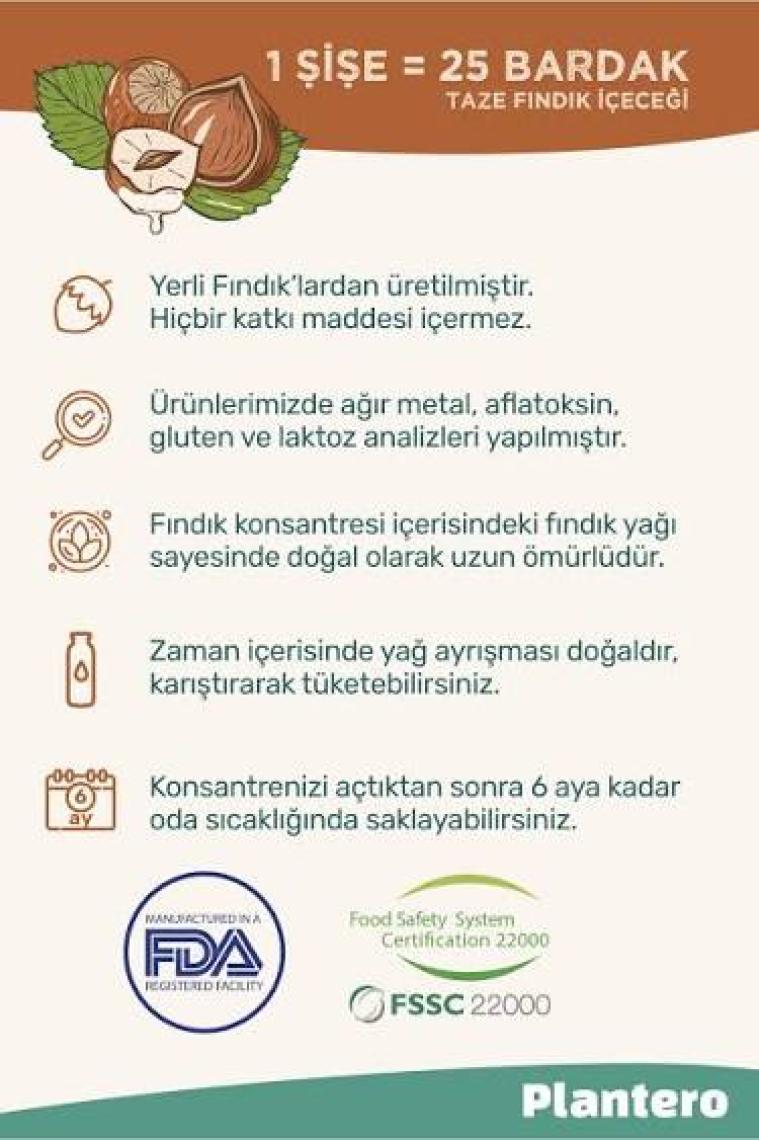 Plantero Fındık Sütü Bazı Konsantre (250gr,  Fındık, Şekersiz) 00003