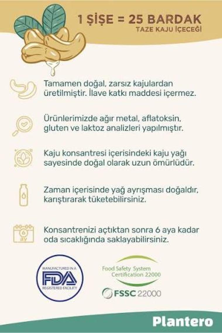 Plantero 2'li Set Kaju Sütü Bazı Konsantre 250 gr 6 Lt Süt %100 Kaju 25 Bardak 00002-2