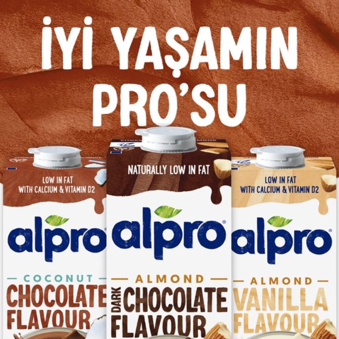 Alpro Bitter Çikolata Badem Sütü 2x1 L Vegan Laktozsuz Bitkisel Bazlı