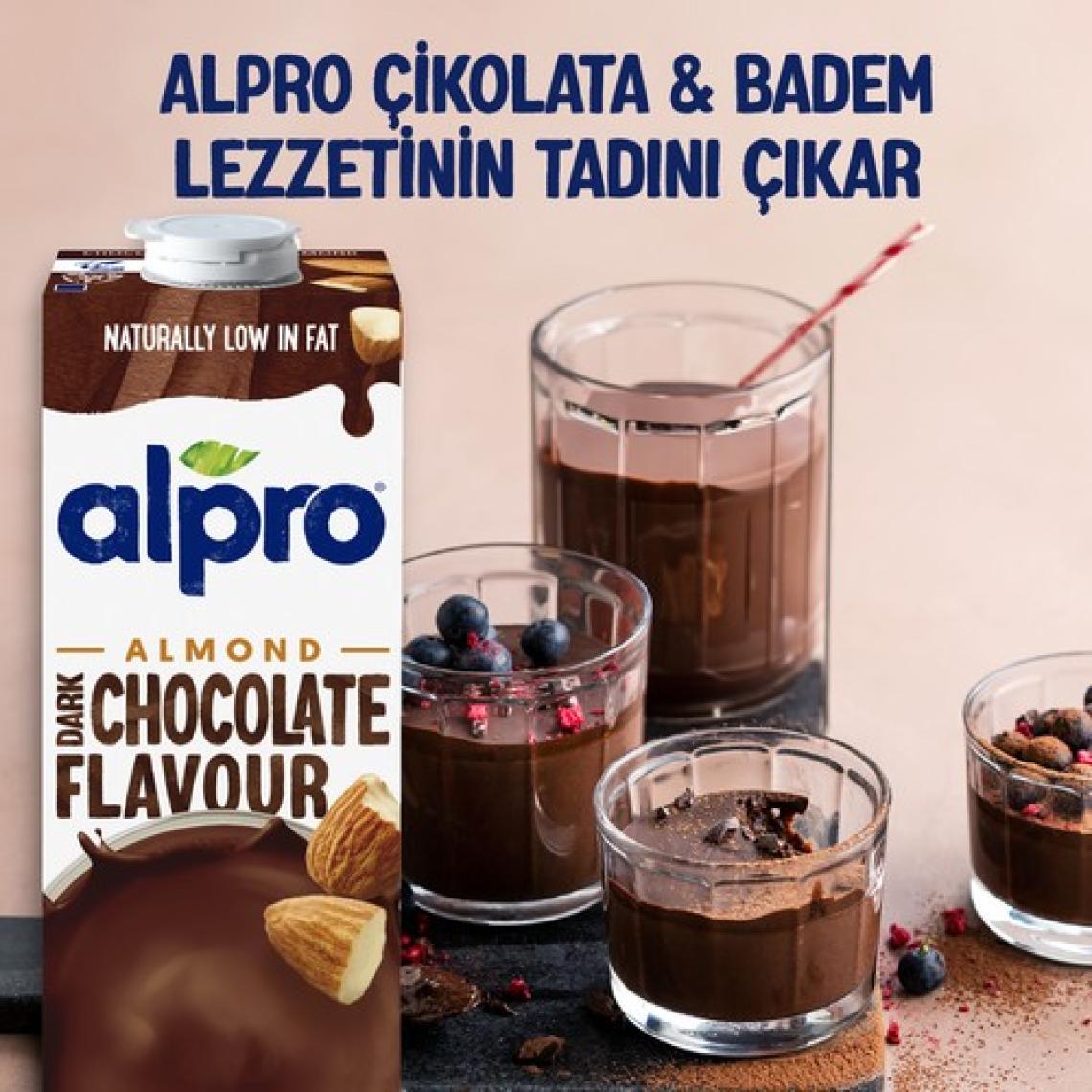 Alpro Bitter Çikolata Badem Sütü 2x1 L Vegan Laktozsuz Bitkisel Bazlı