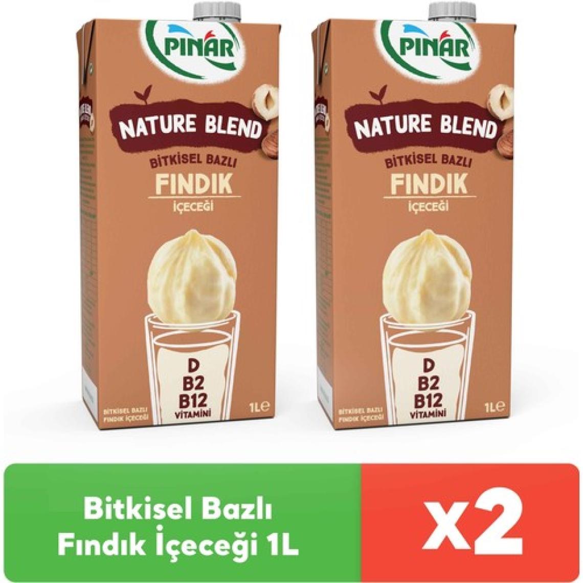 Pınar Nature Blend Bitkisel Bazlı Fındık Içeceği 1 L Vegan Laktozsuz x 2 Adet