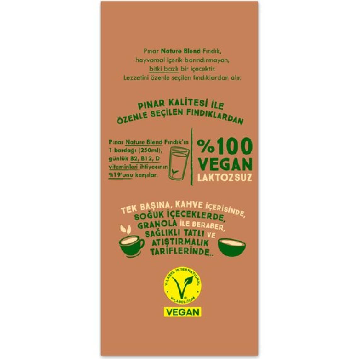 Pınar Nature Blend Bitkisel Bazlı Fındık Içeceği 1 L Vegan Laktozsuz x 2 Adet