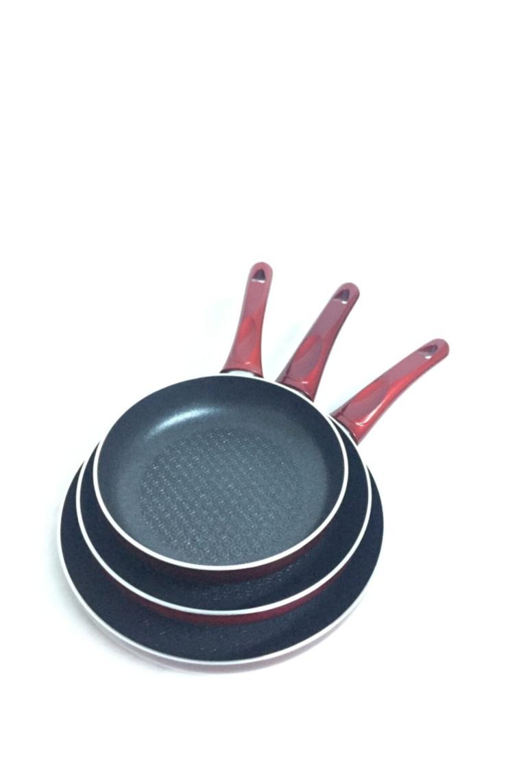 Modern Ve Şık Tasarımlar Yanmaz Yapışmaz 3'lü Teflon Tava Set 20-24-28cm