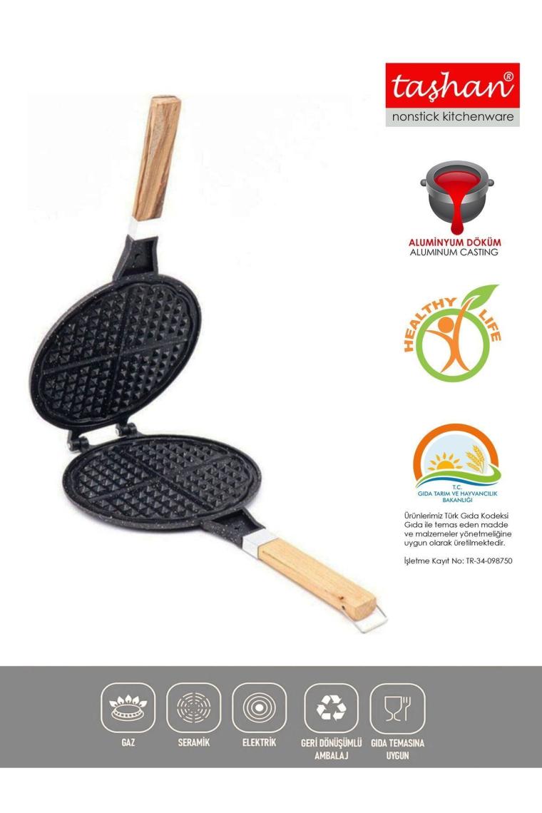 Taşhan T-0598 Döküm Ahşap Saplı Waffle Tavası-20 cm