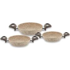 Falez Creamy 3 Parça Granit Tava Seti Sahan Set