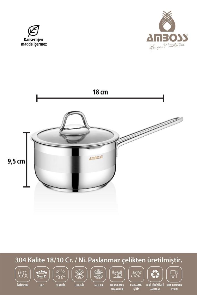 Cool Paslanmaz Çelik Tüm Ocaklara Uygun Sosluk Sütlük 18 Cm