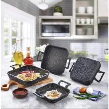 Apaydın Eda Döküm Granit Kaplama Kare Sahan 3'lü Set 18 cm -20 Cm-22 cm