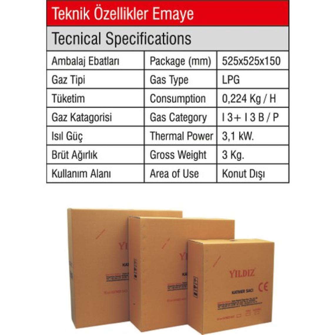 Yıldız YK-004 Emaye Katmer Sacı Lpg 55 cm
