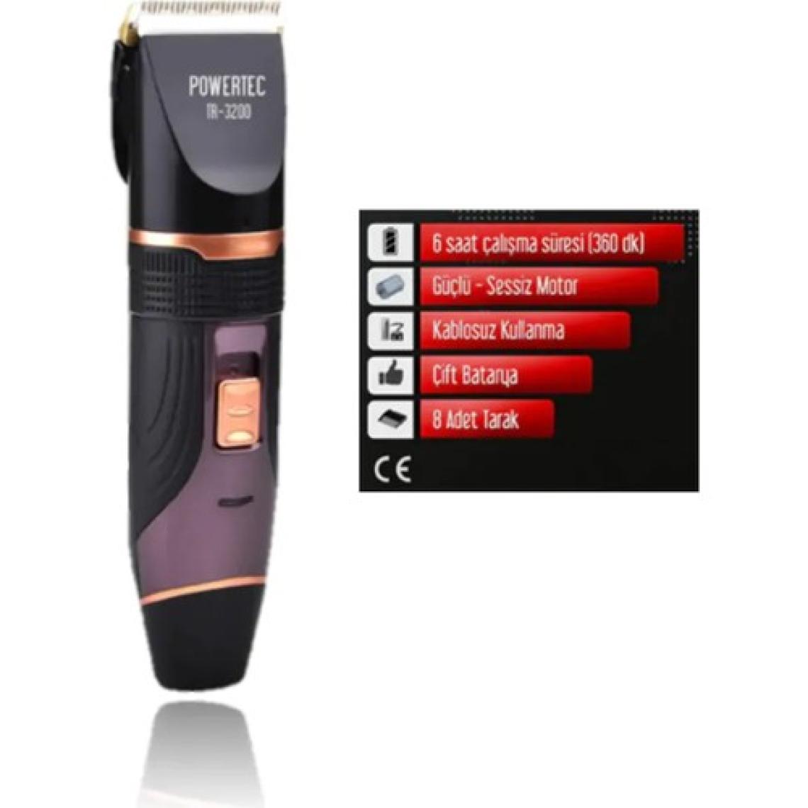 Powertec TR-3200 Kablosuz, Şarjlı Profesyonel Saç, Sakal, Ense, Vücut (Kesme-Düzeltme) Tıraş Makinası