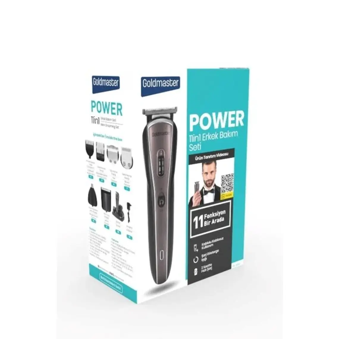 Power Kablolu Kablosuz Paslanmaz Çelik 11 In 1 Full Standlı Erkek Bakım Seti’